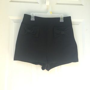 Black high waisted shorts w/ bows
